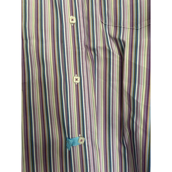 Bugatchi Uomo Flip Cuff Dress Shirt Striped Long Sleeve Button Up Mens Size XL - Picture 7 of 11